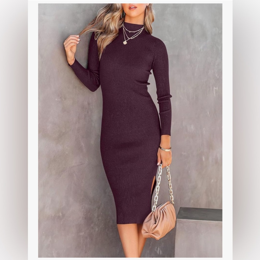 Amazon Burgundy Long Sleeve Dress